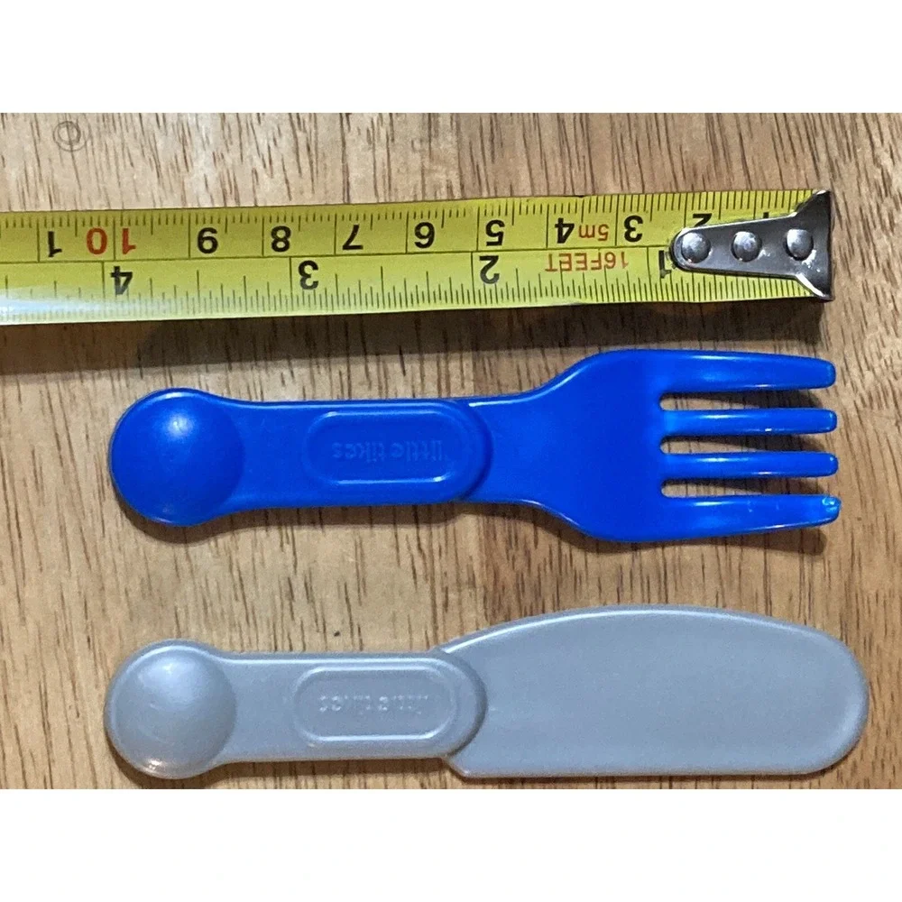 Little Tikes Blue & Silver Gray Plastic Flatware Fork Knife Replacements Parts
